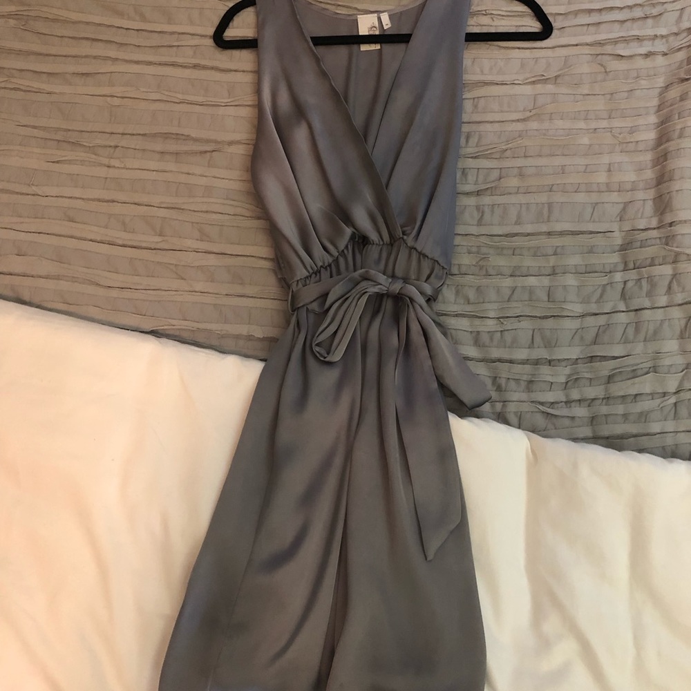 Silver satin dress